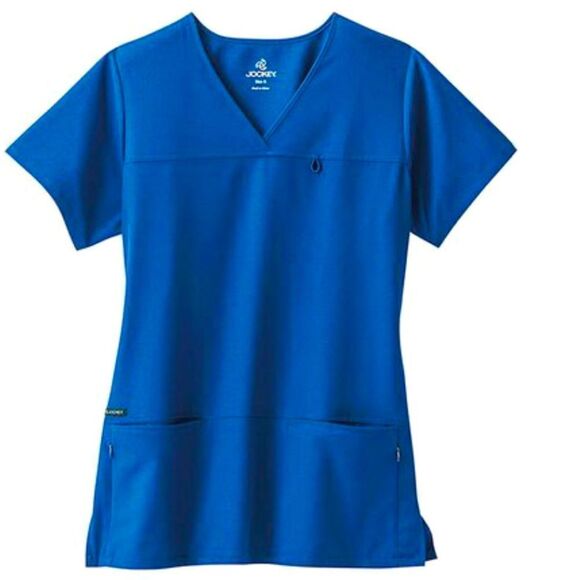 Jockey XL Classic Fit Collection 4 Pocket Solid Royal Blue Scrub Top - Picture 1 of 14